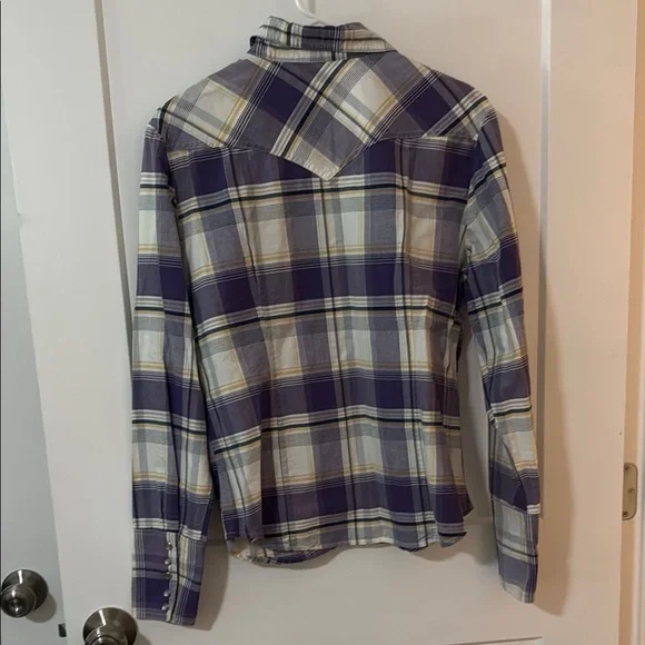 Roper Women's Western Snap Button Purple Plaid Shirt Size L - Picture 6 of 7